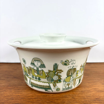 Vintage Figgjo Flint dekschaal Market groen
