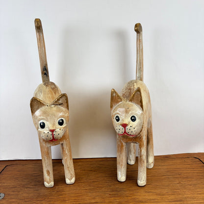 Vintage houten katten set