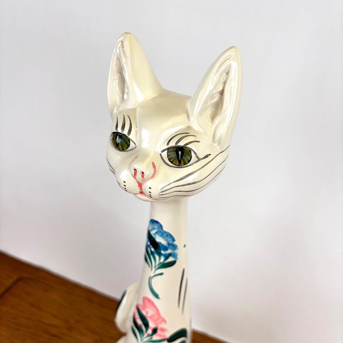 Vintage kat wit met bloemen Portugal