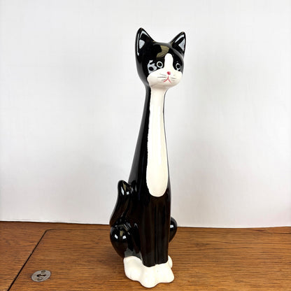 Vintage kat zwart-wit lange nek