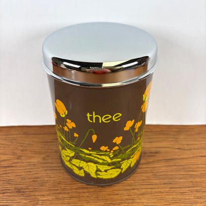 Vintage Brabantia theeblik boterbloem bruin