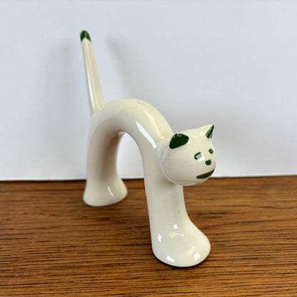 Vintage Naaman kat wit met groene accenten