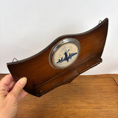 Vintage houten lepelrekje met molen