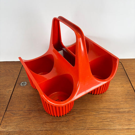Vintage oranje flessenrek Curver
