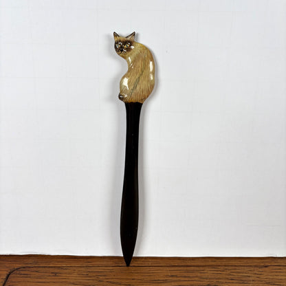 Briefopener met kat beige zwart