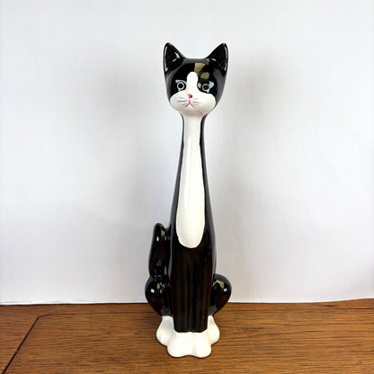 Vintage kat zwart-wit lange nek
