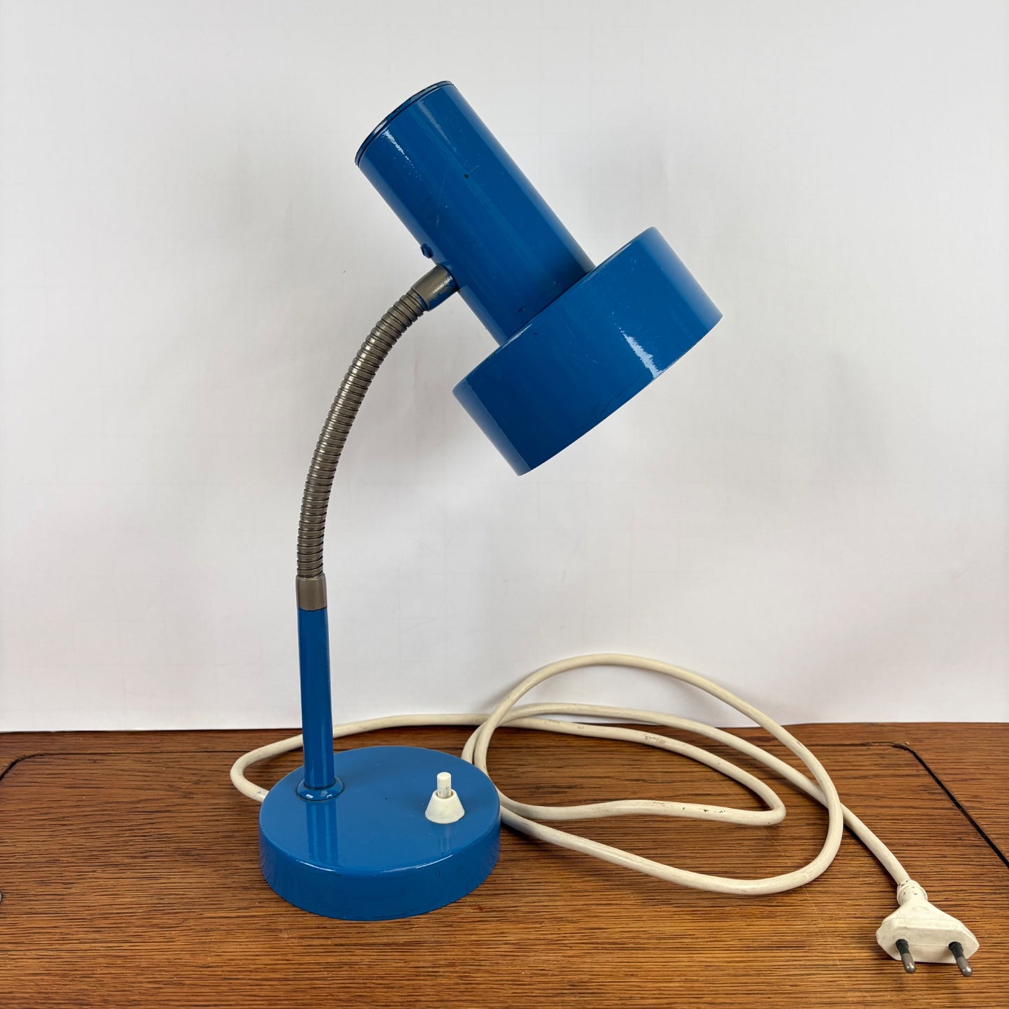 Vintage blauwe bureaulamp