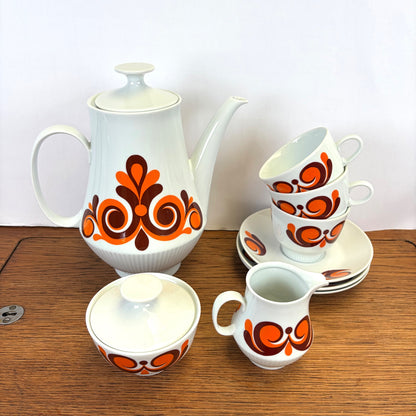 Vintage Colditz koffieservies oranje bruin