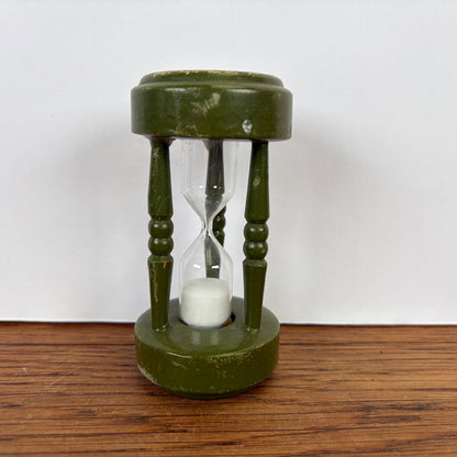 Vintage groene houten zandloper