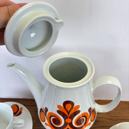Vintage Colditz koffieservies oranje bruin