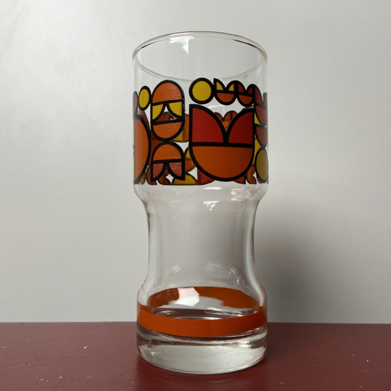 Vintage longdrinkglas oranje rood