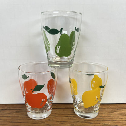 3 vintage fruitglaasjes