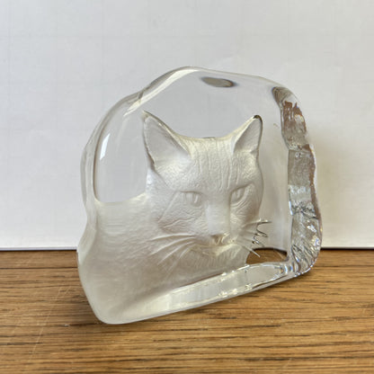 Glazen presse papier kat