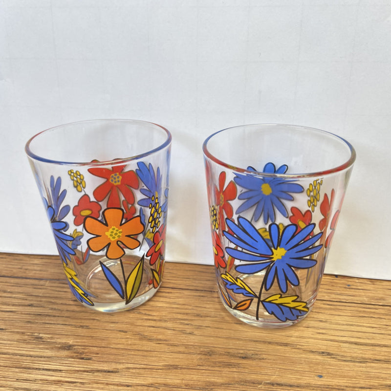 2 vintage bloemen glaasjes