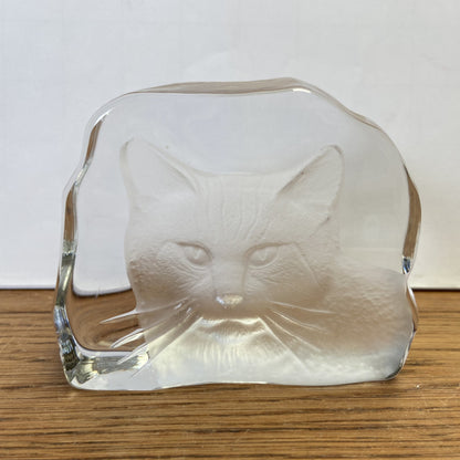 Glazen presse papier kat