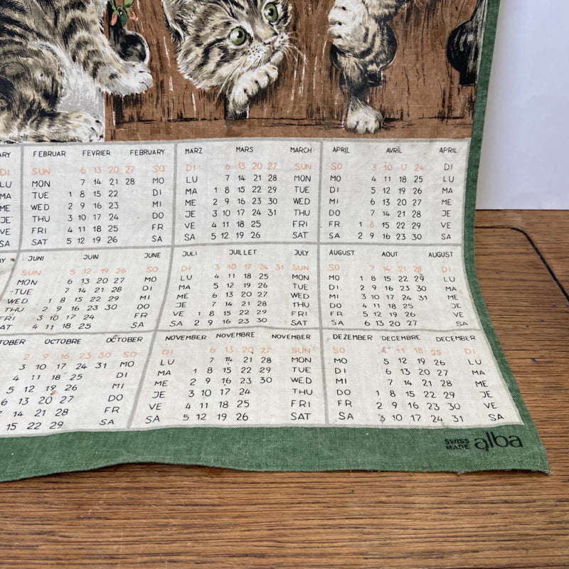 Vintage stoffen kalender 1977 katten