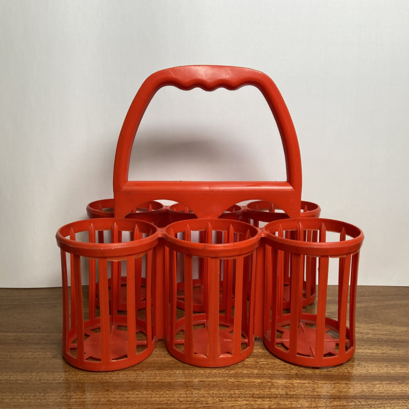 Vintage plastic flessenrek oranje rood