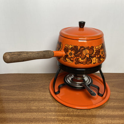 Vintage oranje fondueset