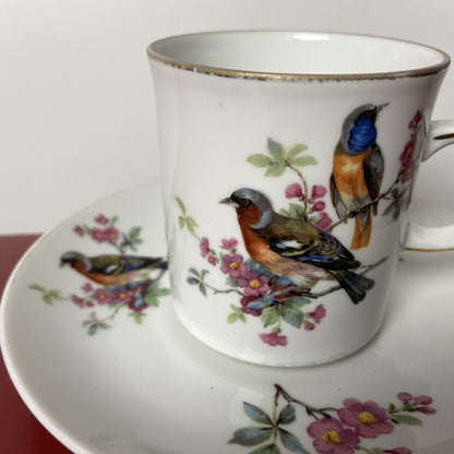 Vintage kop en schotel vogels