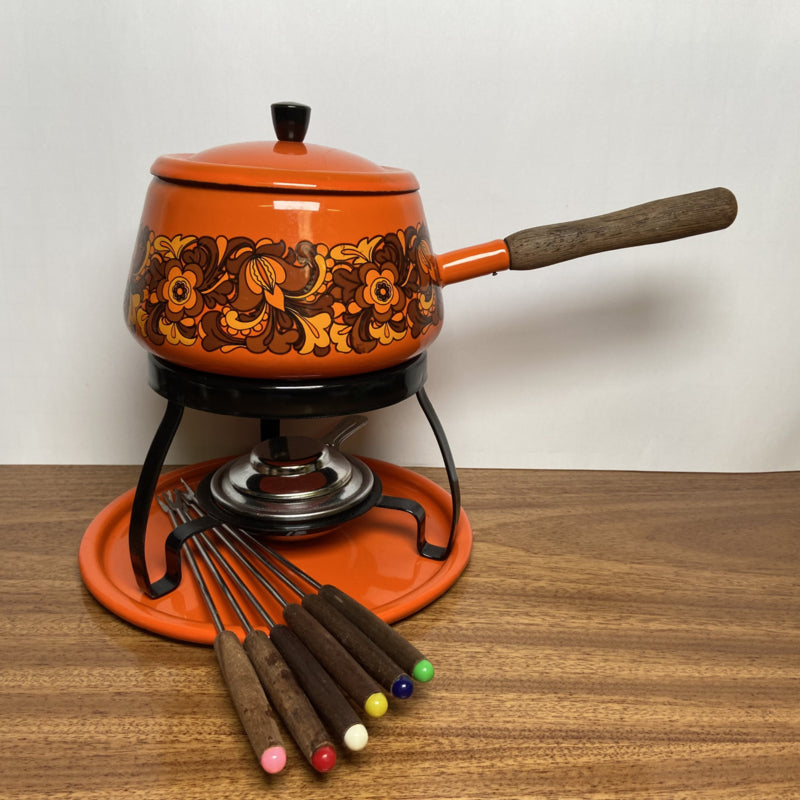 Vintage oranje fondueset