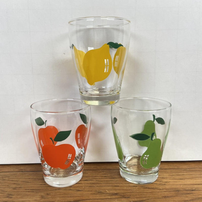 3 vintage fruitglaasjes