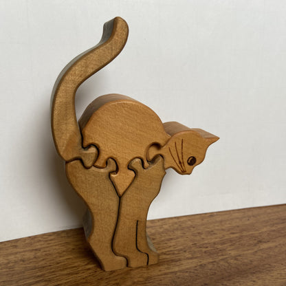 Vintage houten katten puzzel