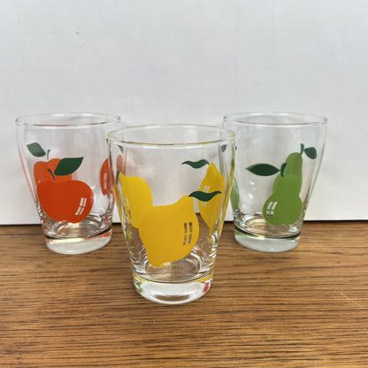 3 vintage fruitglaasjes