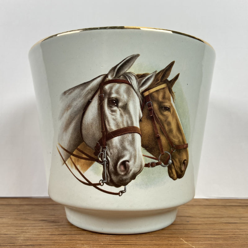 Vintage bloempot paarden