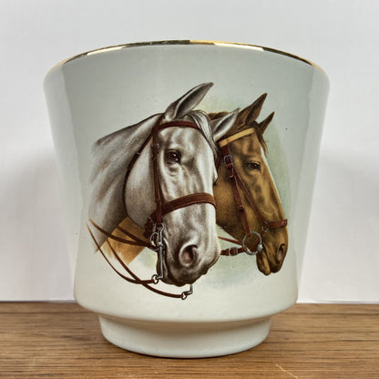 Vintage bloempot paarden