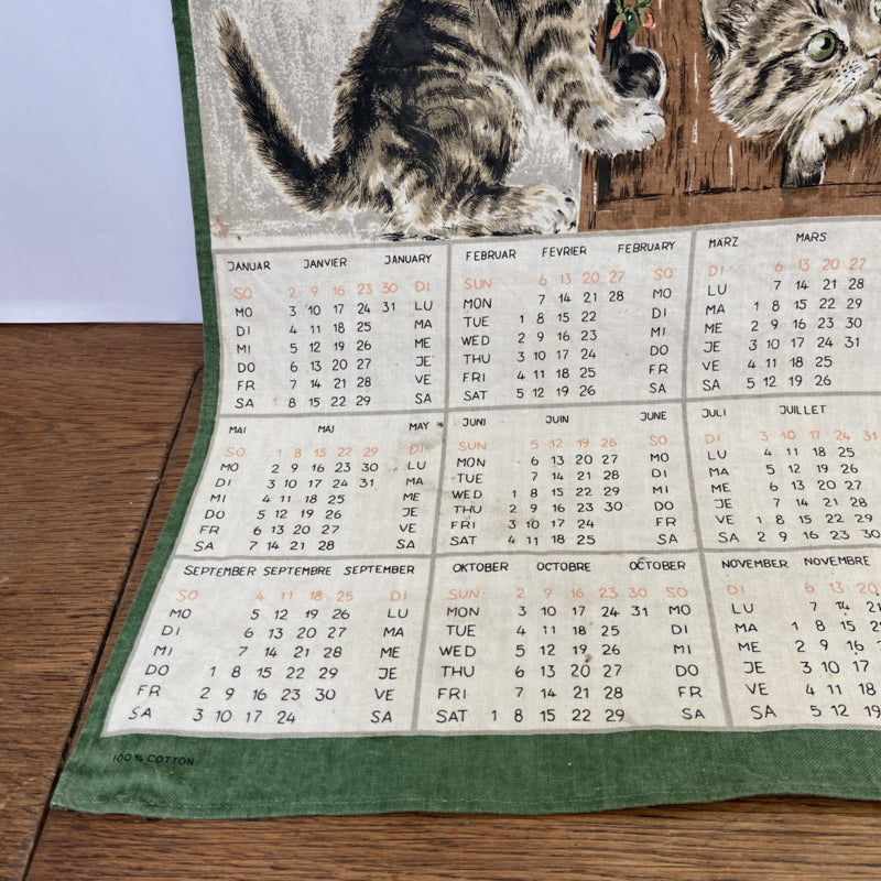 Vintage stoffen kalender 1977 katten