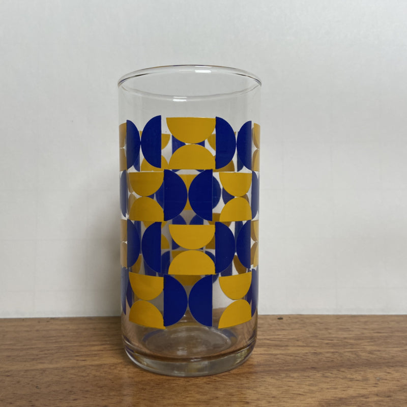 vintage glazen blauw geel