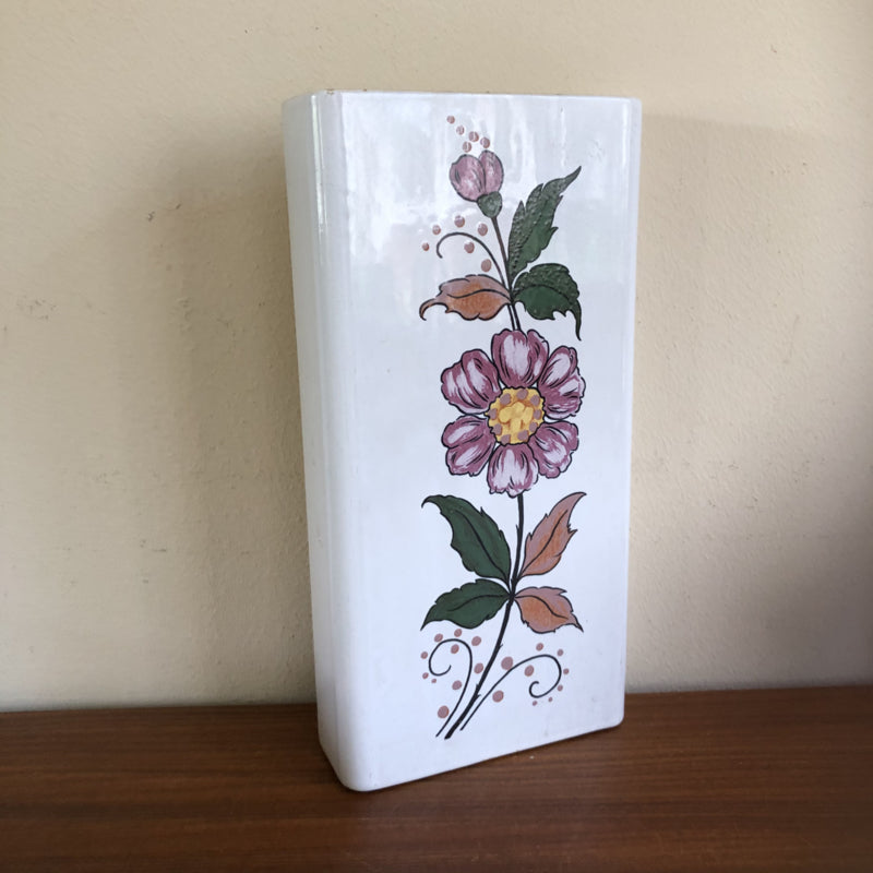Vintage radiator bakje paarse bloem