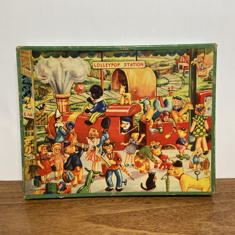 Vintage houten puzzel lolleypop station