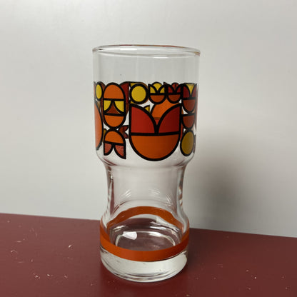 Vintage longdrinkglas oranje rood