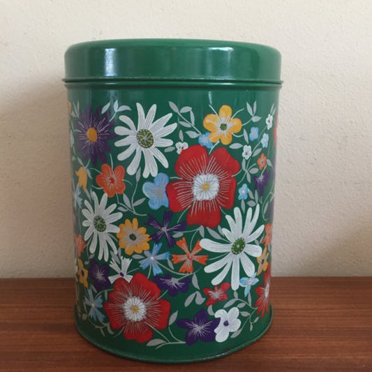 Vintage groen bloemen blik