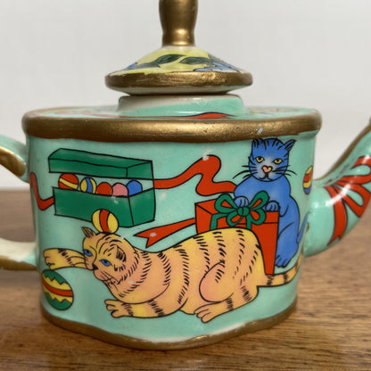 Vintage mini theepotje katten