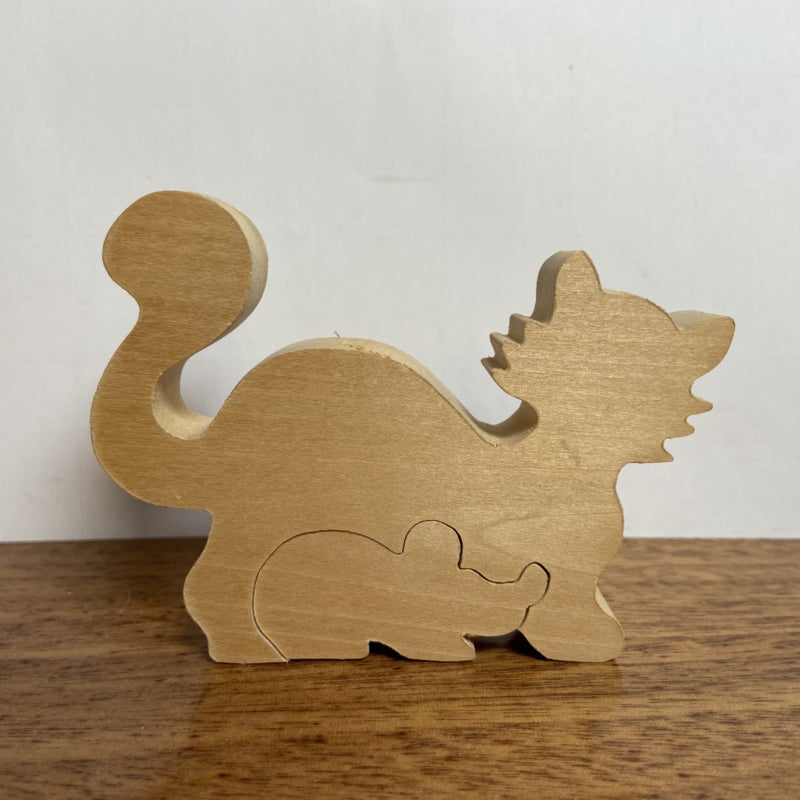 Houten puzzel kat en muis