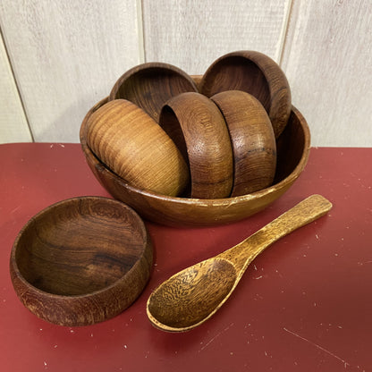 Vintage houten pinda set
