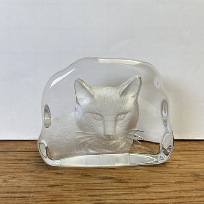 Glazen presse papier kat