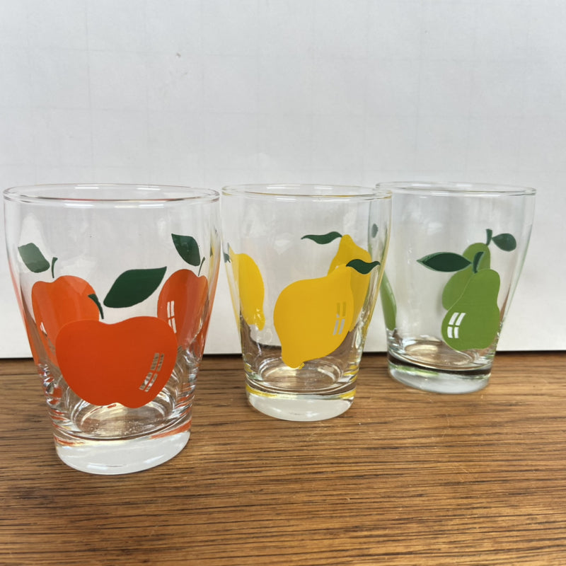 3 vintage fruitglaasjes