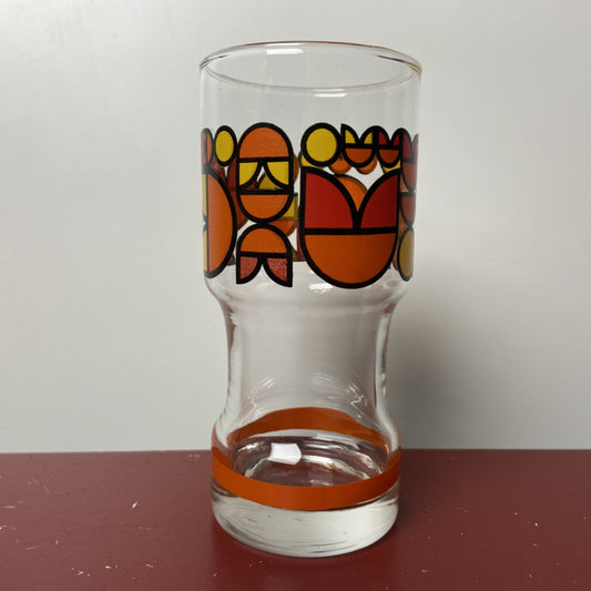 Vintage longdrinkglas oranje rood