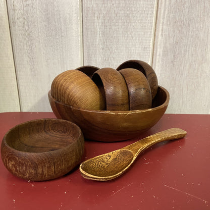 Vintage houten pinda set