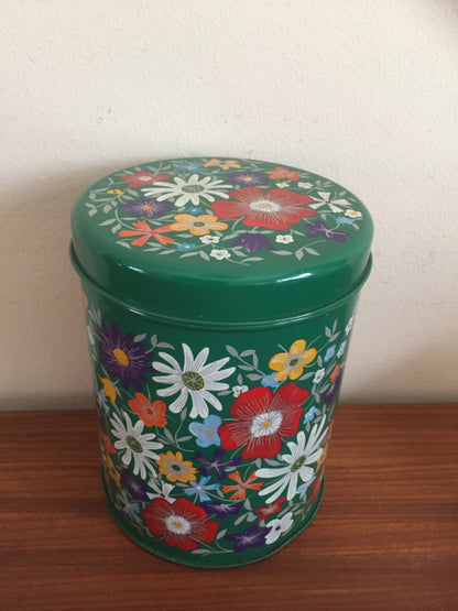 Vintage groen bloemen blik