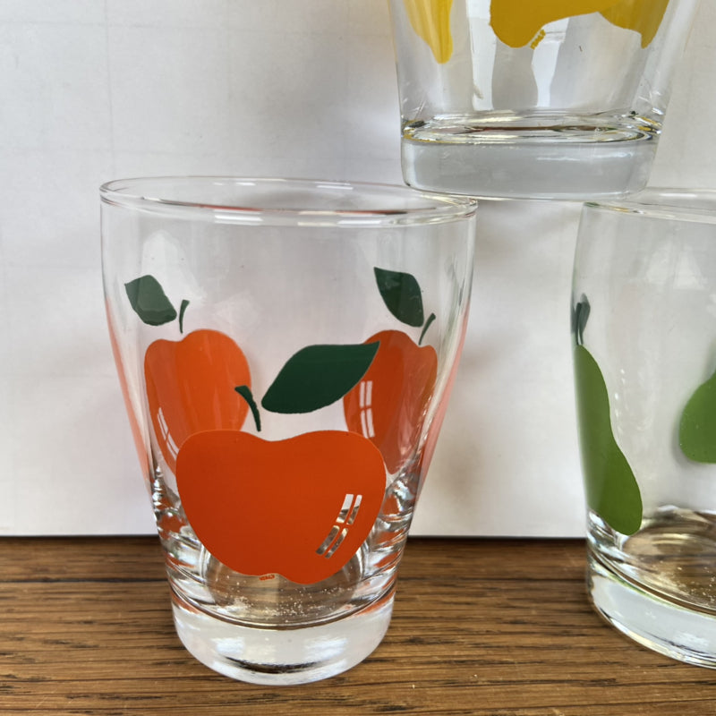 3 vintage fruitglaasjes