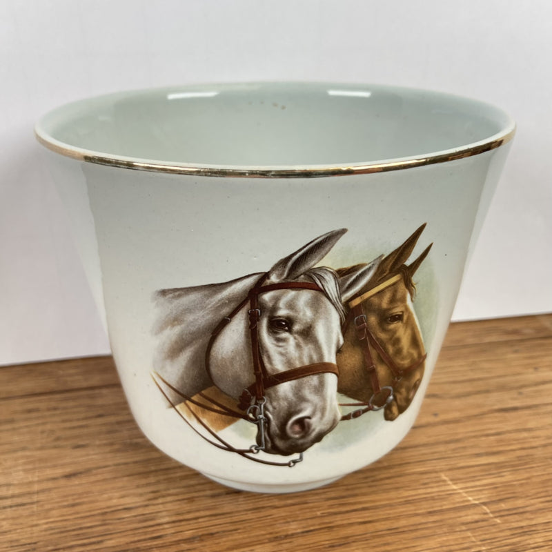 Vintage bloempot paarden