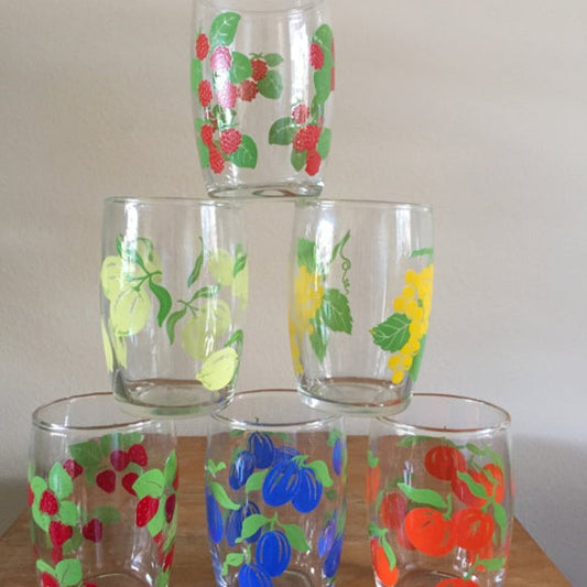 Set vintage fruitglaasjes