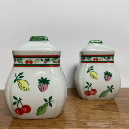 2 vintage fruitpotjes